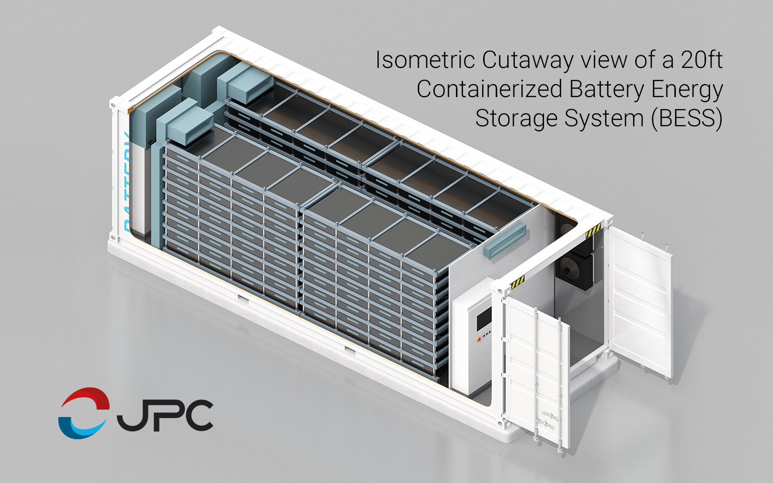 Isometric Cutaway 20ft Containerized BESS